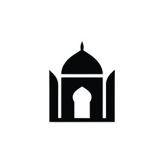 Simple black and white islamic mosque architecture symbol representing religious concepts and design
