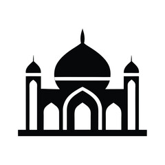 Simple silhouette illustration of a mosque building representing islamic architecture and culture design