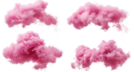 Four Pink Clouds Isolated On A Transparent Background These Clouds Are Perfect For Adding A Whimsical Touch To Your Design Projects