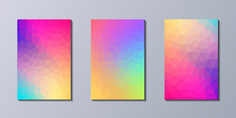 Colorful Background Vertical Abstract Geometric Low Poly Gradient Polygonal Vector Set