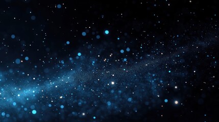 Abstract cosmic scene with glowing blue and white particles scattered across a dark background, creating a sense of depth and vastness