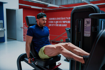 Hombre de 35 años haciendo ejercicio en un gimnacio de Bogotá, Colombia