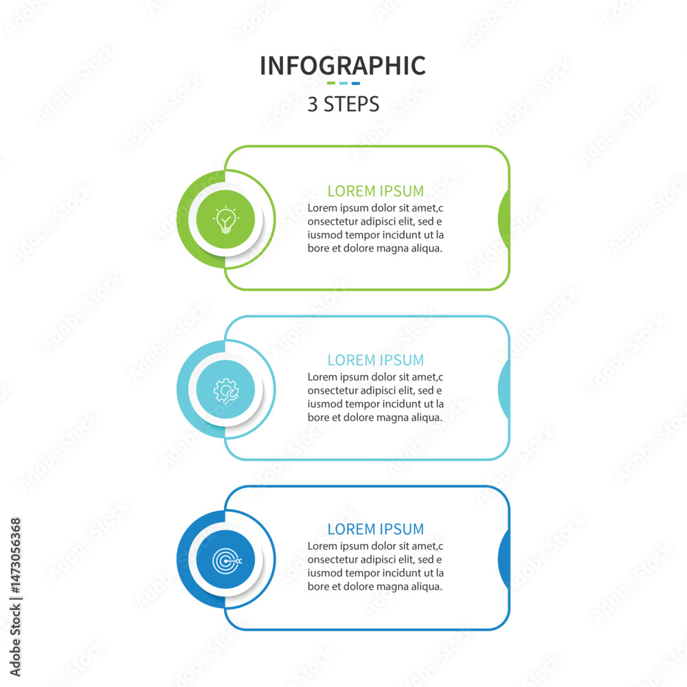 Poster infographic labels with icons and 3 options or steps. suitable for process diagrams, presentations, 