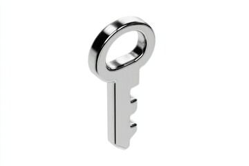 A sleek metallic key with a modern design ideal for concepts of security access and innovati