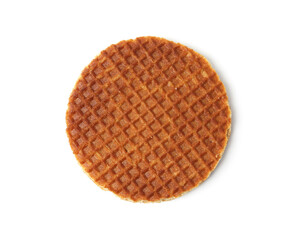 One tasty Dutch waffle isolated on white