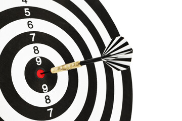 Targeting. Dart board with arrow isolated on white