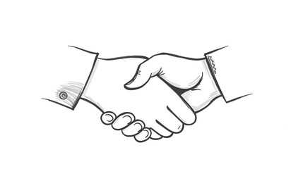 Fototapeta premium A drawing depicting a handshake between two hands, symbolizing international cooperation and unity, Draw a series of hands shaking, symbolizing international collaboration and partnerships
