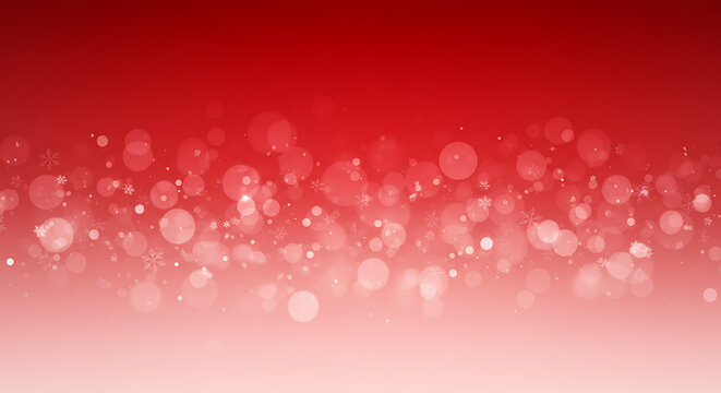 Festive red background with glowing circles and snowflakes for a holiday or winter theme. Great for Christmas and seasonal designs.