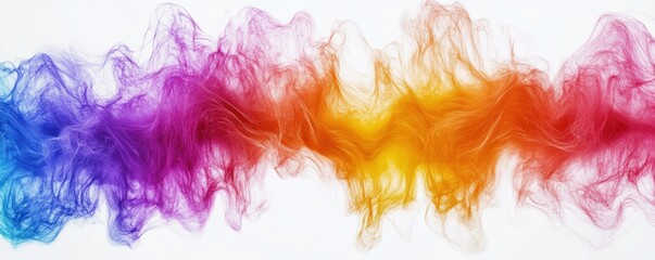 Obraz premium Rainbow smoke wave, abstract art, white background, design element