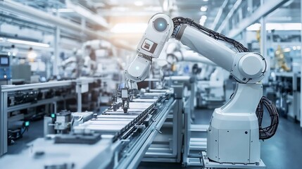 Fototapeta premium A fully automated smart factory optimizing production efficiency through ai – high-quality AI image
