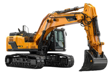 Excavator Machine Heavy Equipment Construction Vehicle Digger Yellow Powerful Industrial
