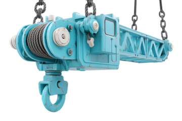 Industrial Hoist Mechanism with Winding Cable and Hook for Lifting Operations