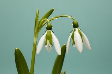 Obraz premium snowdrop flower closeup isolated on solid background