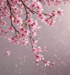 Obraz premium Floating pink sakura petals in gentle motion, soft focus background , sakura, light