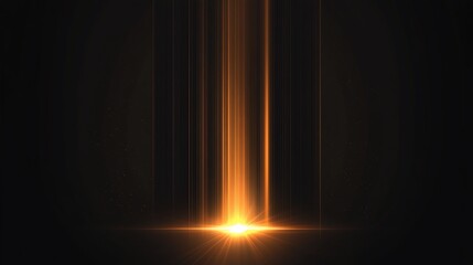 Abstract golden light rays illuminating the darkness background