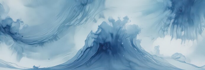 Abstract blue watercolor wash, soft wave texture,  mood,  color