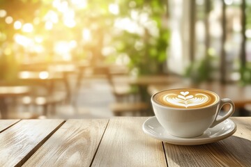 Obraz premium Warm Latte in a Cafe