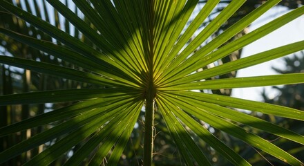 Obraz premium Close Up of Vibrant Green Palm Leaf Texture