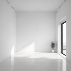 Minimalist Room with Corner Plant