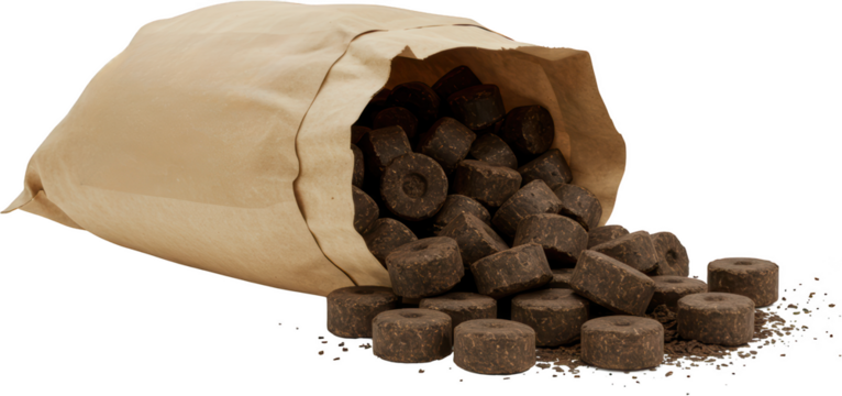 Organic Peat Pellets Spilled from Brown Paper Bag Gardening Supplies Seed Starting