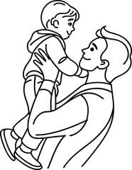 Father and son bonding illustration depicting a loving moment of a parent holding up his child happily