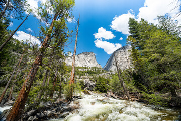 Yosemite National Park Vernal Falls, Nevada Falls, Emerald Pool, Mist Trail, and Charles Point in...