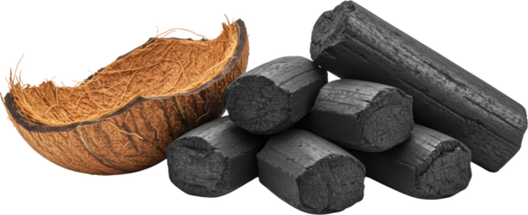 Natural Coconut Shell Charcoal Briquettes Sustainable Fuel Source Eco Friendly Renewable Energy