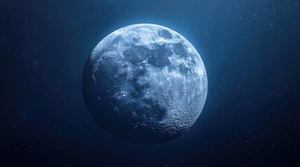 Obraz premium A stunning view of a luminous blue moon against a starry night sky. showcasing intricate lunar surface details. ideal for celestial-themed projects or backgrounds