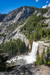 Yosemite National Park Vernal Falls, Nevada Falls, Emerald Pool, Mist Trail, and Charles Point in the Spring of 2025 with the stream and falls raging from snow melt