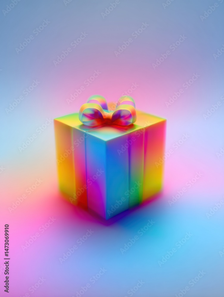 Aufkleber bright floating gift with colorful aura surrounded by a soft gradient background perfect for festive