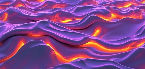 Fototapeta premium Iridescent liquid flow with a vibrant magenta hue and fiery undertones