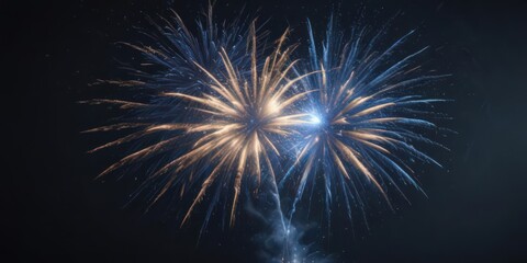 Fototapeta premium Isolated blue firework explosion, intricate texture, atmospheric depth , pyrotechnics, abstract, celebration