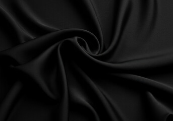 Obraz premium Black silk fabric draped elegantly, catching light, creating shadows.