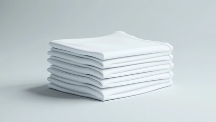 Stack of folded white t-shirts