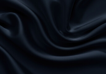 Dark blue silk fabric shimmering in the light.
