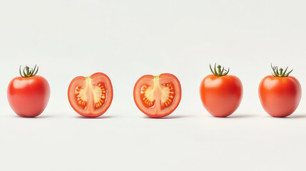 Sliced tomatoes in horizontal line