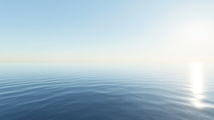 Obraz premium Serene Ocean Horizon at Dawn blue background