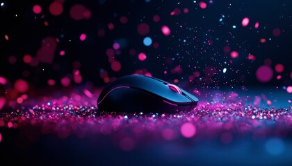 Wireless gaming mouse on glitter
