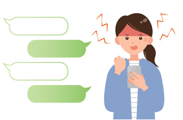 スマホでの会話に激怒する女性のイラスト