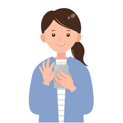 スマホを操作する女性イラスト