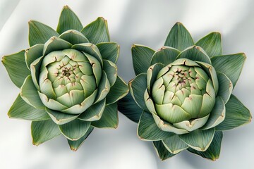 Obraz premium Two Fresh Artichokes