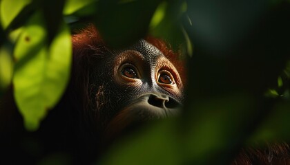 Obraz premium Orangutan in jungle, close-up