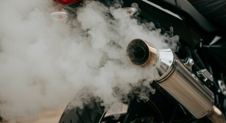 Exhaust fumes from a motorcycle