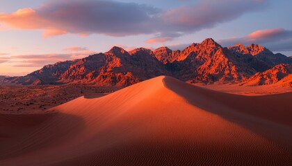 Naklejka premium Desert mountains at sunset