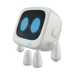 Cute robot 3D character with a looking to the sky gesture. 3D render.