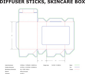 Detailed vector illustration showcasing the die-cut template with dimensions and markings for a skincare product box design.