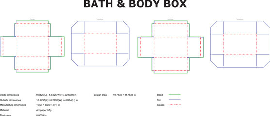 Technical Packaging Box Template Vector Diagram for Corporate Product Design and Manufacturing