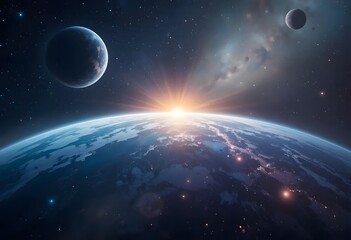 Obraz premium Cosmic Deep Space Gradient with Glowing Orbs