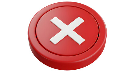 Obraz premium Red circle button with white cross