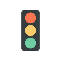 Simple Vector Traffic Signal Icon in Minimalist Style with Rounded Lights in Soft Retro Color Palette